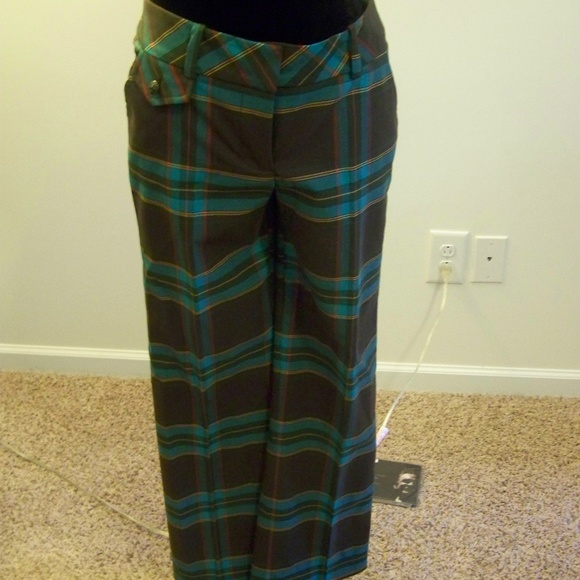 teal plaid pants